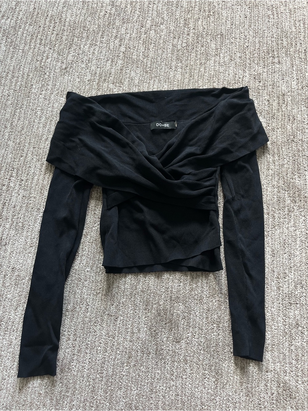 Do+Be off the shoulder criss cross front black sweater size small